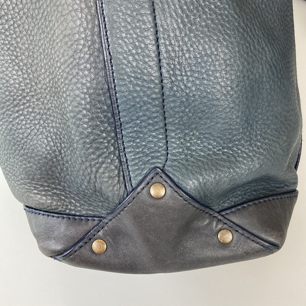 LL Bean Signature Heritage Navy Blue Leather Tote Bag - Picture 7 of 16